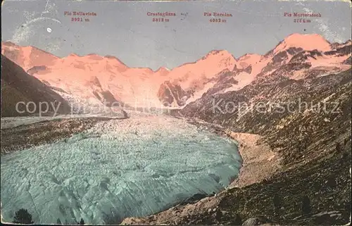 Morteratschgletscher mit Piz Bellavista Bernina und Morteratsch Kat. Morteratsch