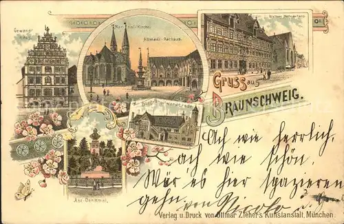 Braunschweig Wolters Hofbrauhaus Burg Dankwarderode Litho / Braunschweig /Braunschweig Stadtkreis