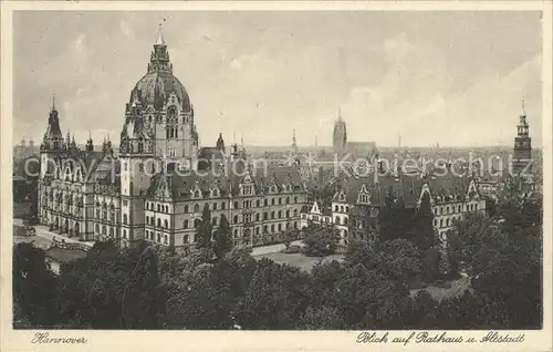 Hannover Blick auf Rathaus und Altstadt Kat. Hannover