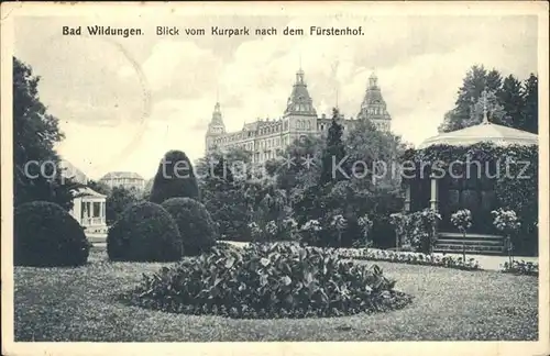 Bad Wildungen Blick vom Kurpark nach dem Fuerstenhof Kat. Bad Wildungen