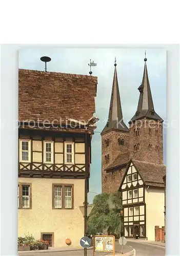 Hoexter Weser Rathaus und Kilianikirche Kat. Hoexter