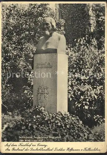 Corvey Friedhof Grabmal Dichter Hoffmann von Fallersleben  Kat. Hoexter