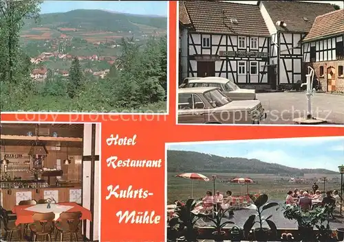 Erdhausen Total Hotel Restaurant Kuhrts Muehle Gaststube Terrasse Kat. Gladenbach