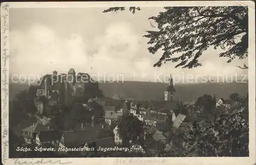 Hohnstein Saechsische Schweiz Jugendburg Hohnstein Stadtblick Kat. Hohnstein