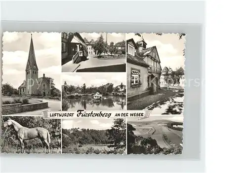 Fuerstenberg Weser Kirche Pferdestatue Kat. Fuerstenberg