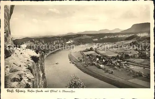 Rathen Saechsische Schweiz Rahm Hanke mit Elbtal und Oberrathen Chamois Buetten Kat. Rathen Sachsen