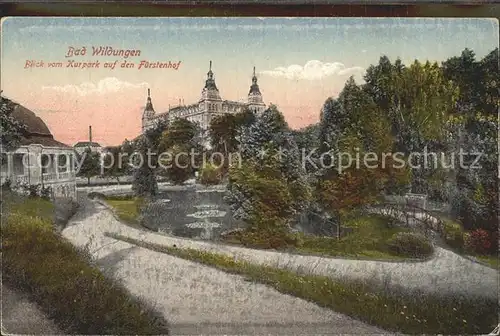 Bad Wildungen Blick vom Kurpark auf den Fuerstenhof Kat. Bad Wildungen