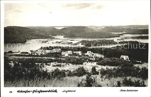 Edersee Fuenfseenblick Fliegeraufnahme Kat. Edertal