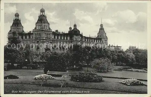 Bad Wildungen Hotel Fuerstenhof vom Kurhaus aus Kurpark Kat. Bad Wildungen