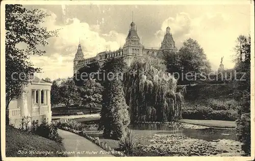 Bad Wildungen Kurpark mit Hotel Fuerstenhof Kat. Bad Wildungen