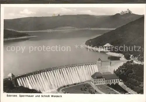 Edersee Sperrmauer Edertalsperre Schloss Waldeck Stausee Kat. Edertal