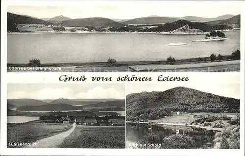 Bringhausen Edersee Fuenfseenblick Blick auf Scheid Kat. Edertal