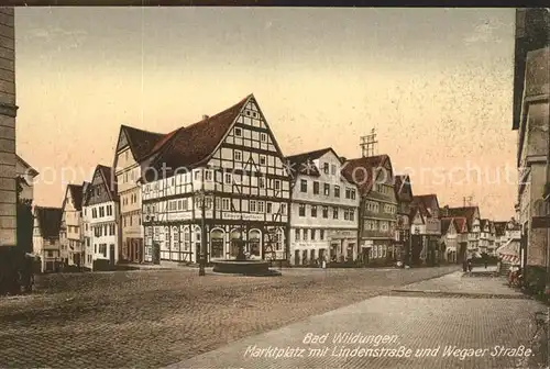 Bad Wildungen Marktplatz mit Lindenstrasse und Wegaer Strasse Kat. Bad Wildungen