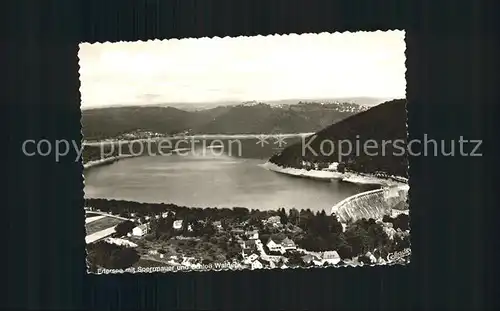 Edersee Fliegeraufnahme mit Sperrmauer und Schloss Waldeck Kat. Edertal