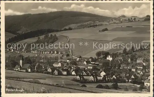 Poehla Erzgebirge Ortsansicht mit Kirche Kat. Poehla Erzgebirge