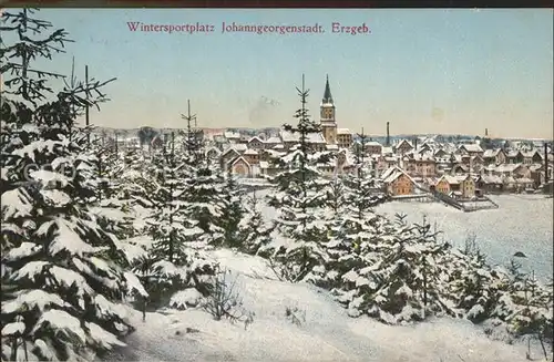 Johanngeorgenstadt Ortsansicht mit Kirche Wintersportplatz Bahnpost Kat. Johanngeorgenstadt