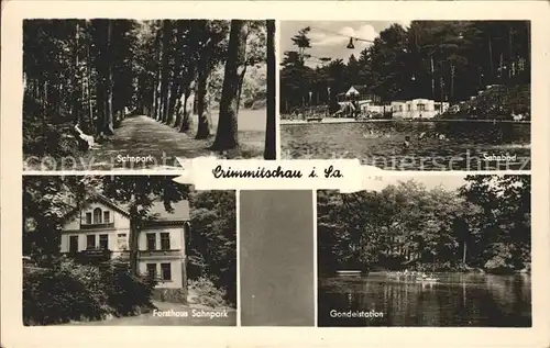 Crimmitschau Sahnpark Sahnbad Gondelstation Teich Gaststaette Forsthaus Kat. Crimmitschau