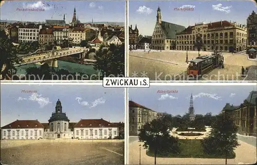 Zwickau Sachsen Paradiesbruecke Marktplat Albertplatz Museum Kat. Zwickau