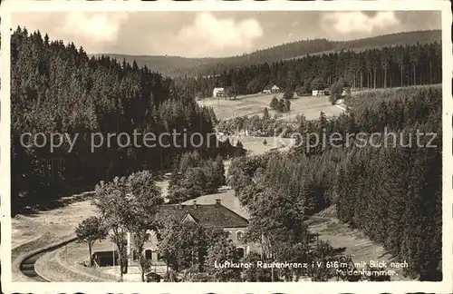 Rautenkranz Vogtland Luftkurort mit Blick nach Muldenhammer Bahnpost Kat. Morgenroethe Rautenkranz