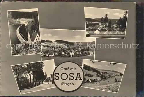 Sosa Erzgebirge Talsperre des Friedens Sperrmauer Teilansichten Landschaft Kat. Sosa