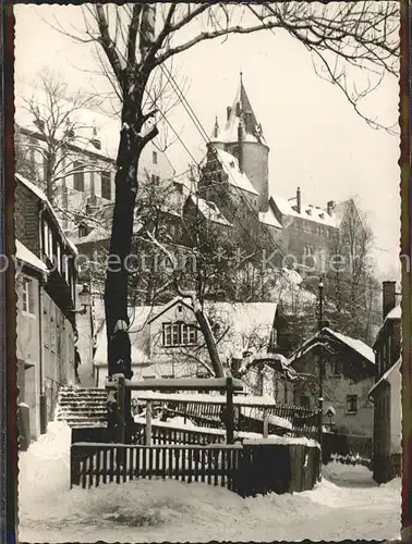 Schwarzenberg Erzgebirge Ortspartie im Winter Kat. Schwarzenberg