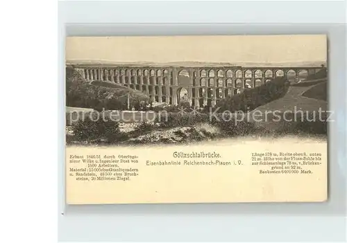 Mylau Goeltzschtalbruecke erbaut 1851 Eisenbahn Vogtlaendische Schweiz Kat. Mylau