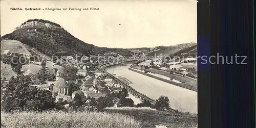 Koenigstein Saechsische Schweiz mit Festung und Elbtal Kat. Koenigstein Saechsische Schweiz