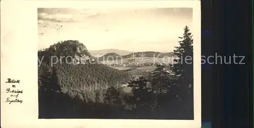 Gohrisch Panorama Blick auf Papstdorf Elbsandsteingebirge Kat. Gohrisch