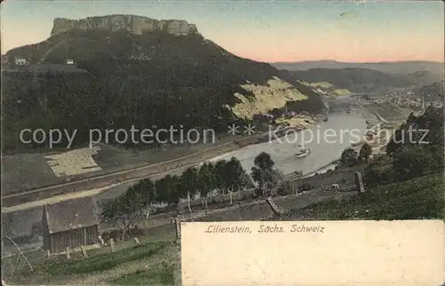 Koenigstein Saechsische Schweiz Panorama Elbetal Lilienstein Elbsandsteingebirge Englers Postkarte Kat. Koenigstein Saechsische Schweiz