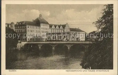 Guben Neissebruecke mit Stadthaus Kat. Guben