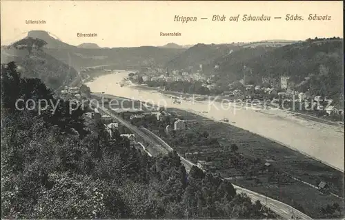 Bad Schandau Krippen mit Elbe Lilienstein Baerenstein Rauenstein Kat. Bad Schandau