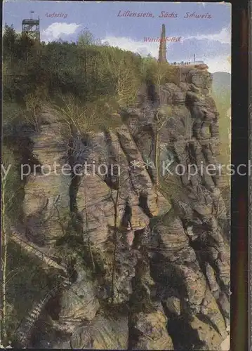 Lilienstein Aufstieg Wettinobelisk  Kat. Bad Schandau