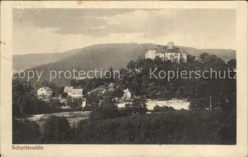 Scharfenstein Erzgebirge Schloss Bahnpost  Kat. Drebach