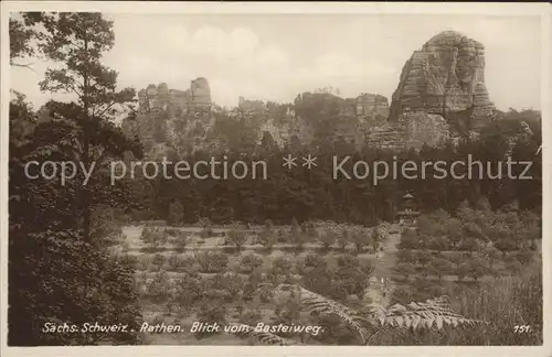 Rathen Saechsische Schweiz Blick vom Basteiweg Kat. Rathen Sachsen