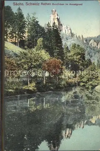 Rathen Saechsische Schweiz Gansfelsen im Amselgrund Kat. Rathen Sachsen