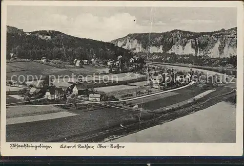 Rathen Saechsische Schweiz mit Oberrathen Elbsandsteingebirge Kat. Rathen Sachsen