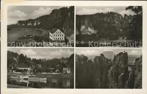 Rathen Saechsische Schweiz Hotel Erbgericht Ausflugsdampfer Elbe Bastei Kat. Rathen Sachsen