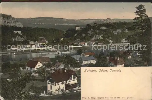 Rathen Saechsische Schweiz Panorama mit Elbe Kat. Rathen Sachsen