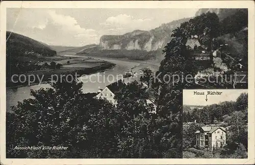 Rathen Saechsische Schweiz Elbe Panorama von Villa Richter Kat. Rathen Sachsen