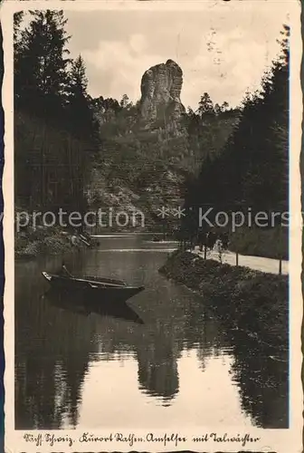 Rathen Saechsische Schweiz Amselsee mit Talwaechter Kat. Rathen Sachsen