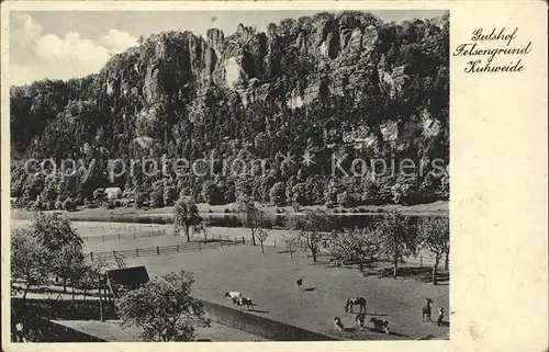 Rathen Saechsische Schweiz Gutshof Felsengrund Kuhweide Kat. Rathen Sachsen