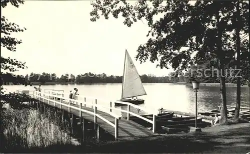 Strausberg Brandenburg Bootssteg am See Segelboot Kat. Strausberg