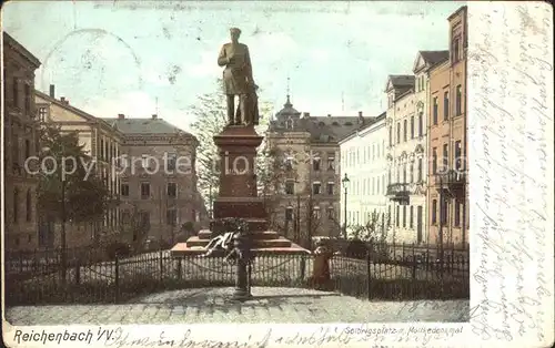 Reichenbach Vogtland Solbrigsplatz mit Moltkedenkmal Kat. Reichenbach