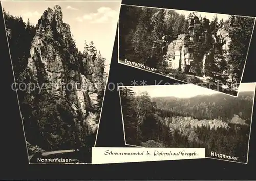 Pobershau Nonnenfelsen Teufelsmauer Ringmauer Felsen Schwarzwasserta Erzgebirge Kat. Pobershau