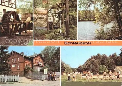 Schlaubetal Muehlenrad Bremsdorfer Muehle HOG Gaststaette Treppelsee Jugendherberge Zeltplatz Kat. Schlaubetal