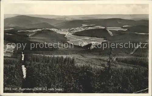 Sosa Erzgebirge Panorama Blick vom Auersberg Kat. Sosa