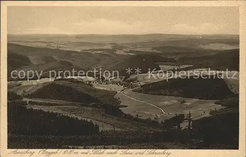 Auersberg Wildenthal Panorama Blick nach Sosa und Schneeberg Kupfertiefdruck Kat. Eibenstock