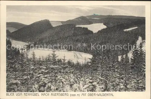 Oberwildenthal Erzgebirge Blick vom Rehhuebel nach Auersberg Winterlandschaft Erzgebirge Kat. Eibenstock