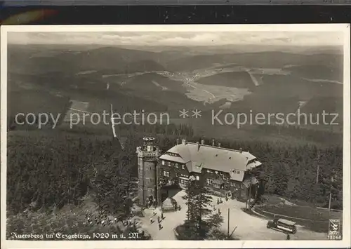 Auersberg Wildenthal Aussichtsturm Unterkunftshaus Fliegeraufnahme Kat. Eibenstock