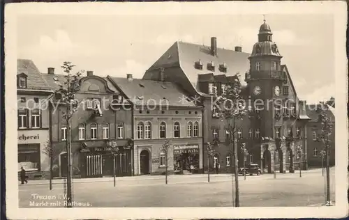 Treuen Markt mit Rathaus Kat. Treuen Vogtland